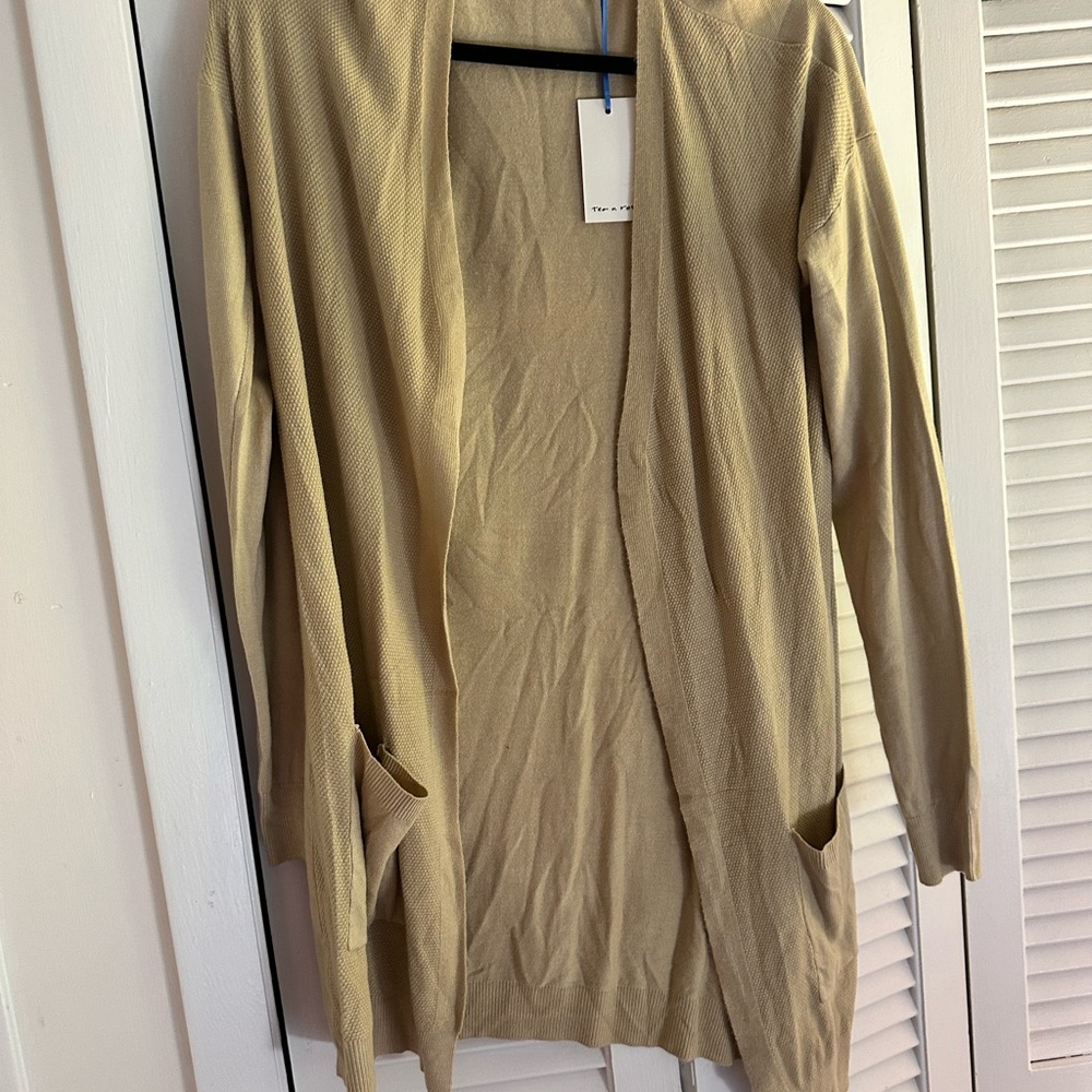 Tea n Rose Beige Longline Cardigan